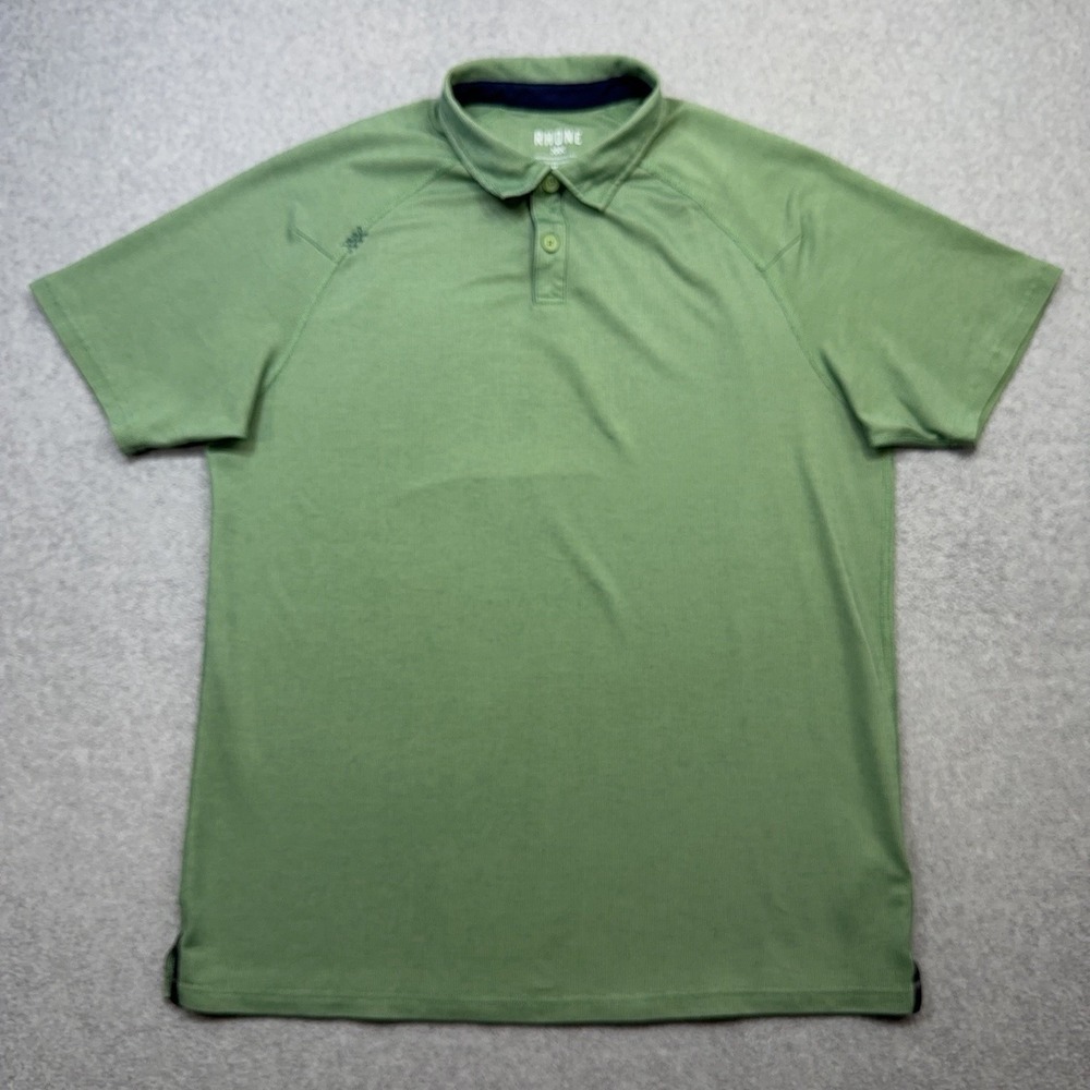 Rhone Delta Pique Polo Shirt Mens Medium Green Solid Performance Stretch Golf